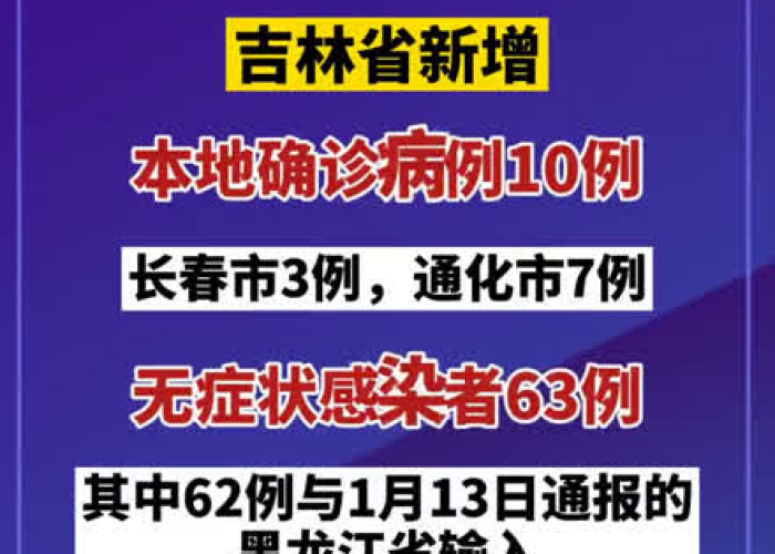 吉林新增63例本土确诊1例无症状感染者:吉林新增63例本土确诊 1例无症状 吉林新增63例本土确诊1例无症状感染者:吉林新增63例本土确诊 1例无症状