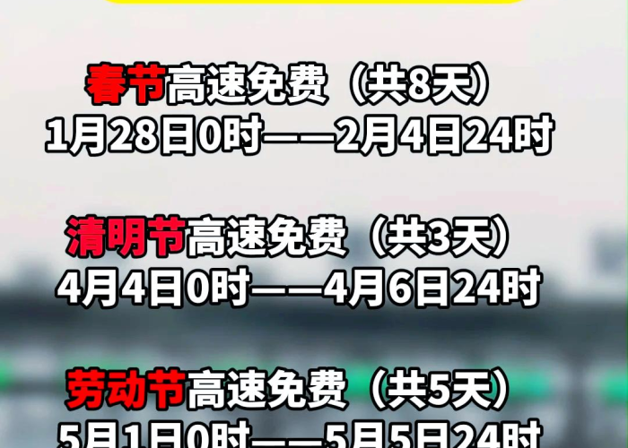 高速免费通行几天（2026年5月1日高速免费通行几天）
