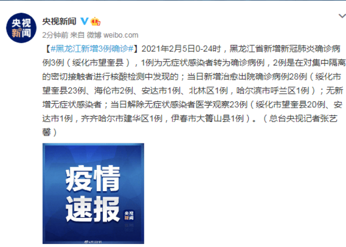 黑龙江新增一例新冠肺炎:黑龙江新增1例感染者 黑龙江新增一例新冠肺炎:黑龙江新增1例感染者